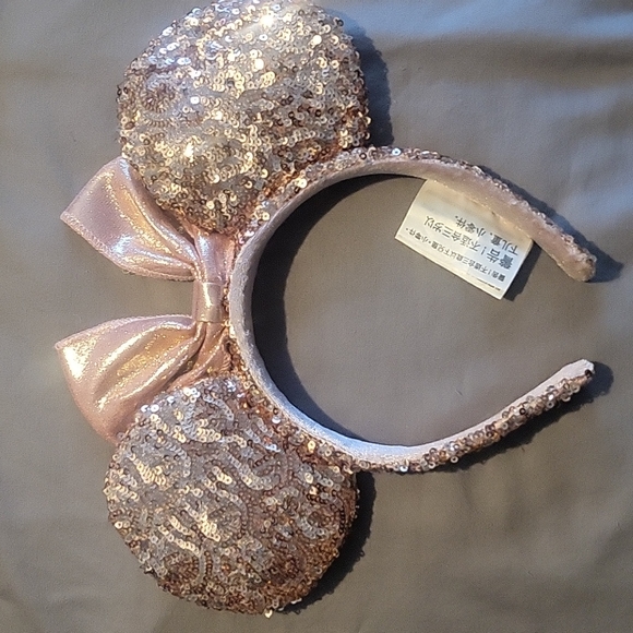 AUTHENTIC DISNEY rose gold sequin Minnie mouse ears - Picture 2 of 3